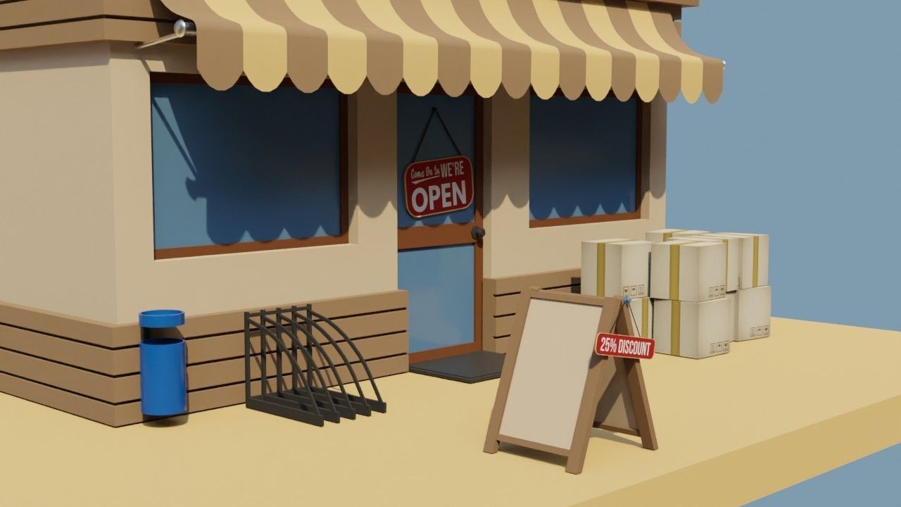 Five Stores of High Quality Low-poly 3D model_11
