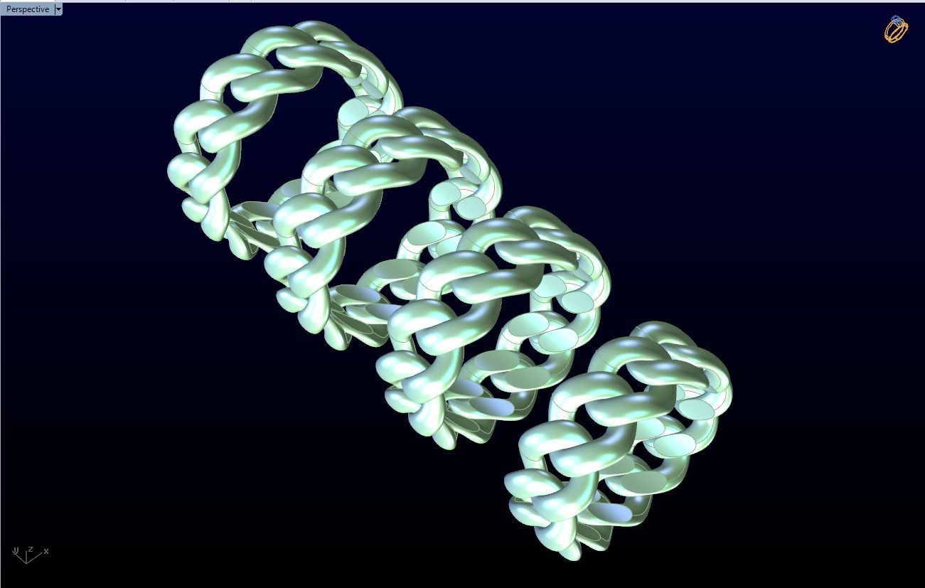 Chain ring - Miami Cuban ring - Link ring - 4 Size - N8531C 3D Model Collection_12