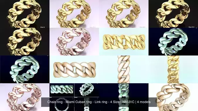 Chain ring - Miami Cuban ring - Link ring - 4 Size - N8531C