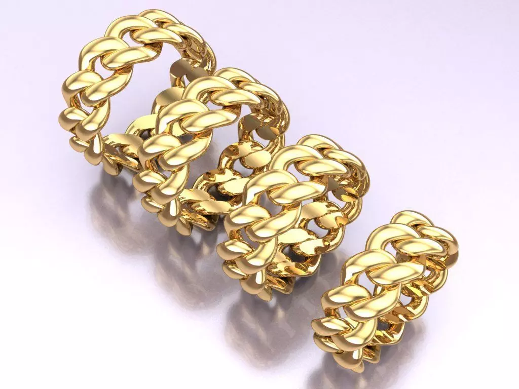 Chain ring - Miami Cuban ring - Link ring - 4 Size - N8531C 3D Model Collection_0