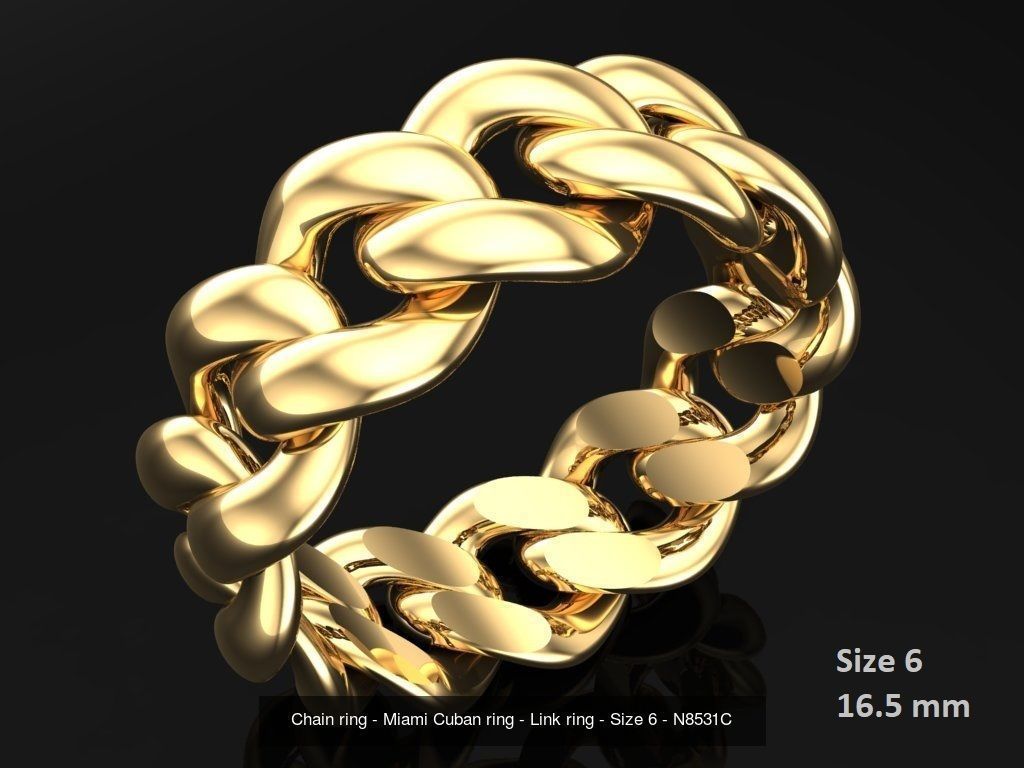 Chain ring - Miami Cuban ring - Link ring - 4 Size - N8531C 3D Model Collection_2