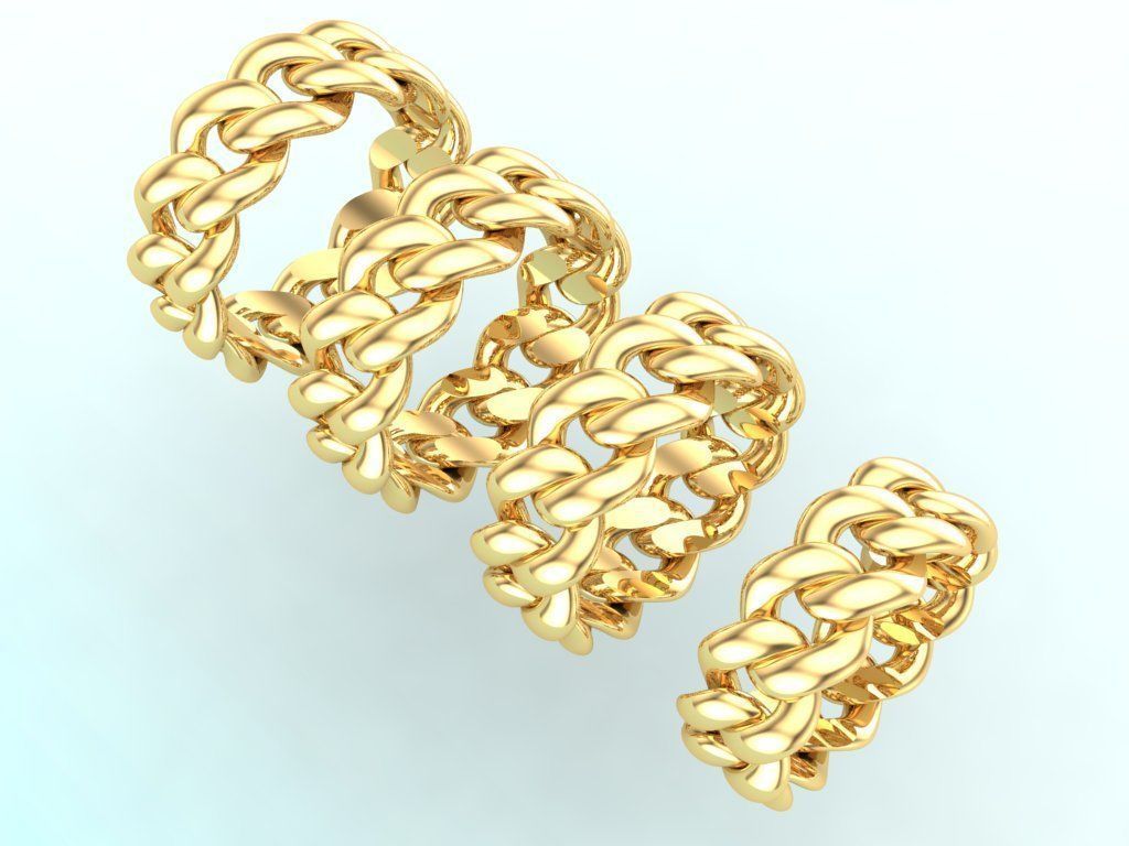 Chain ring - Miami Cuban ring - Link ring - 4 Size - N8531C 3D Model Collection_8