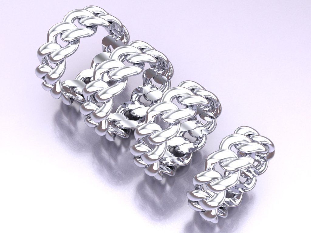 Chain ring - Miami Cuban ring - Link ring - 4 Size - N8531C 3D Model Collection_9