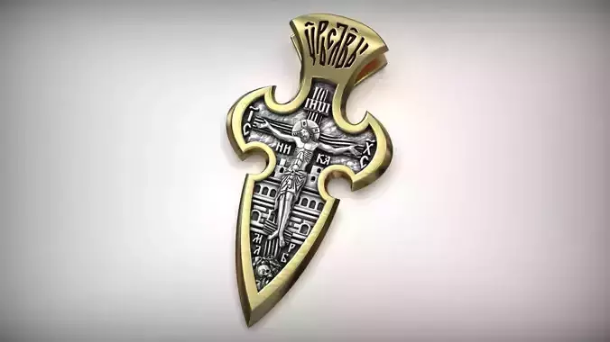 Orthodox Jesus Christ Crucifix Cross Archangel Michael 3D print model