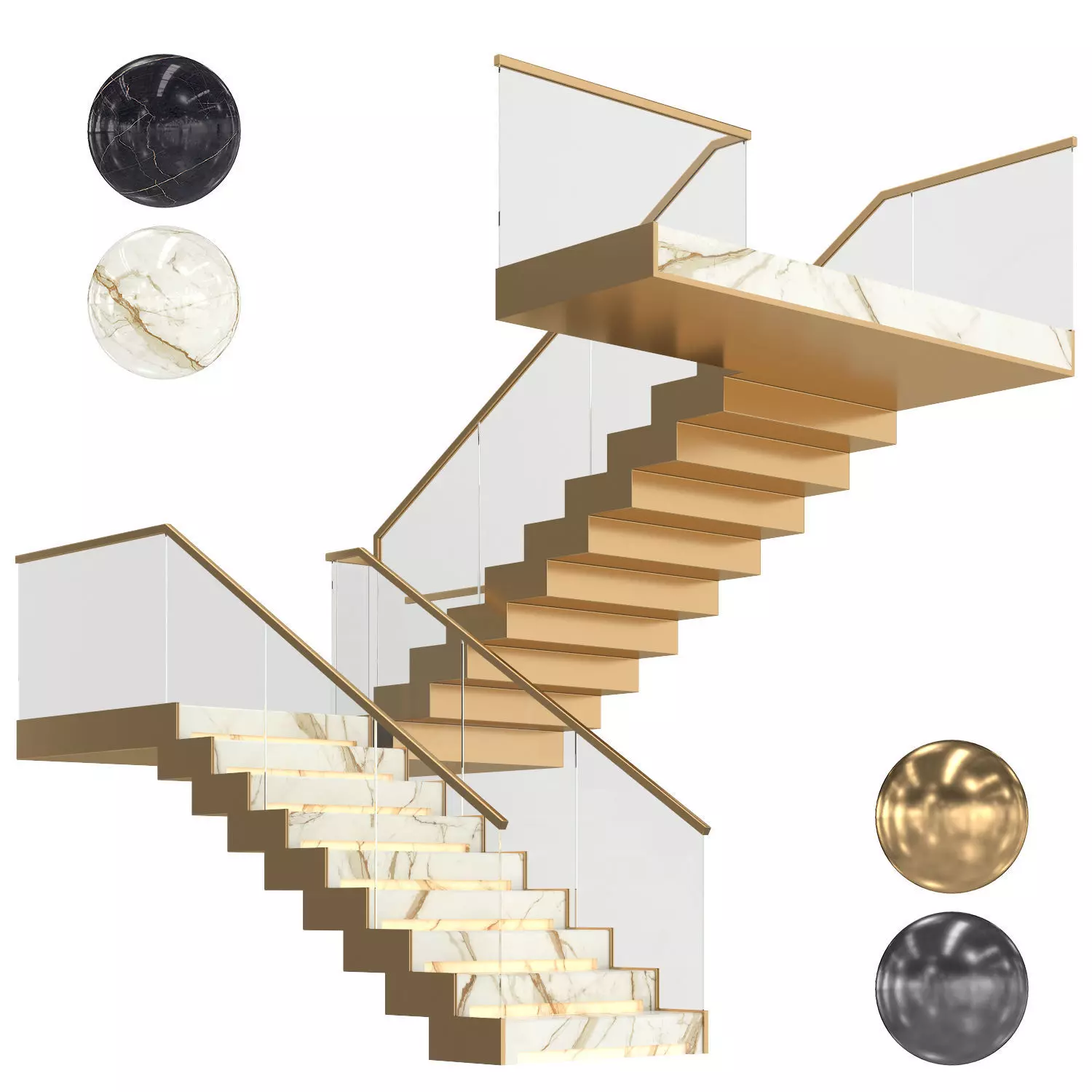 Modern luxury staircase 3D model_0