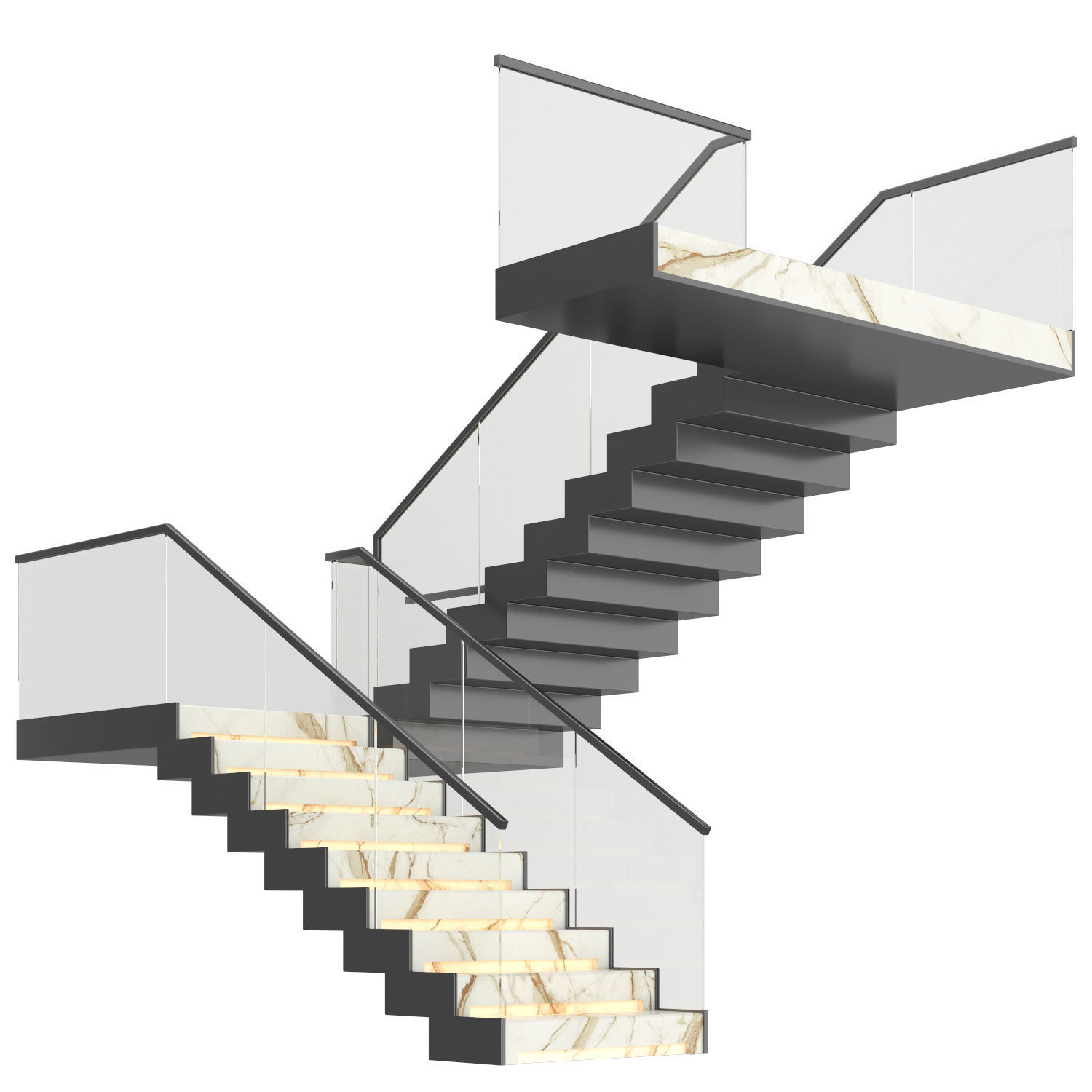 Modern luxury staircase 3D model_3