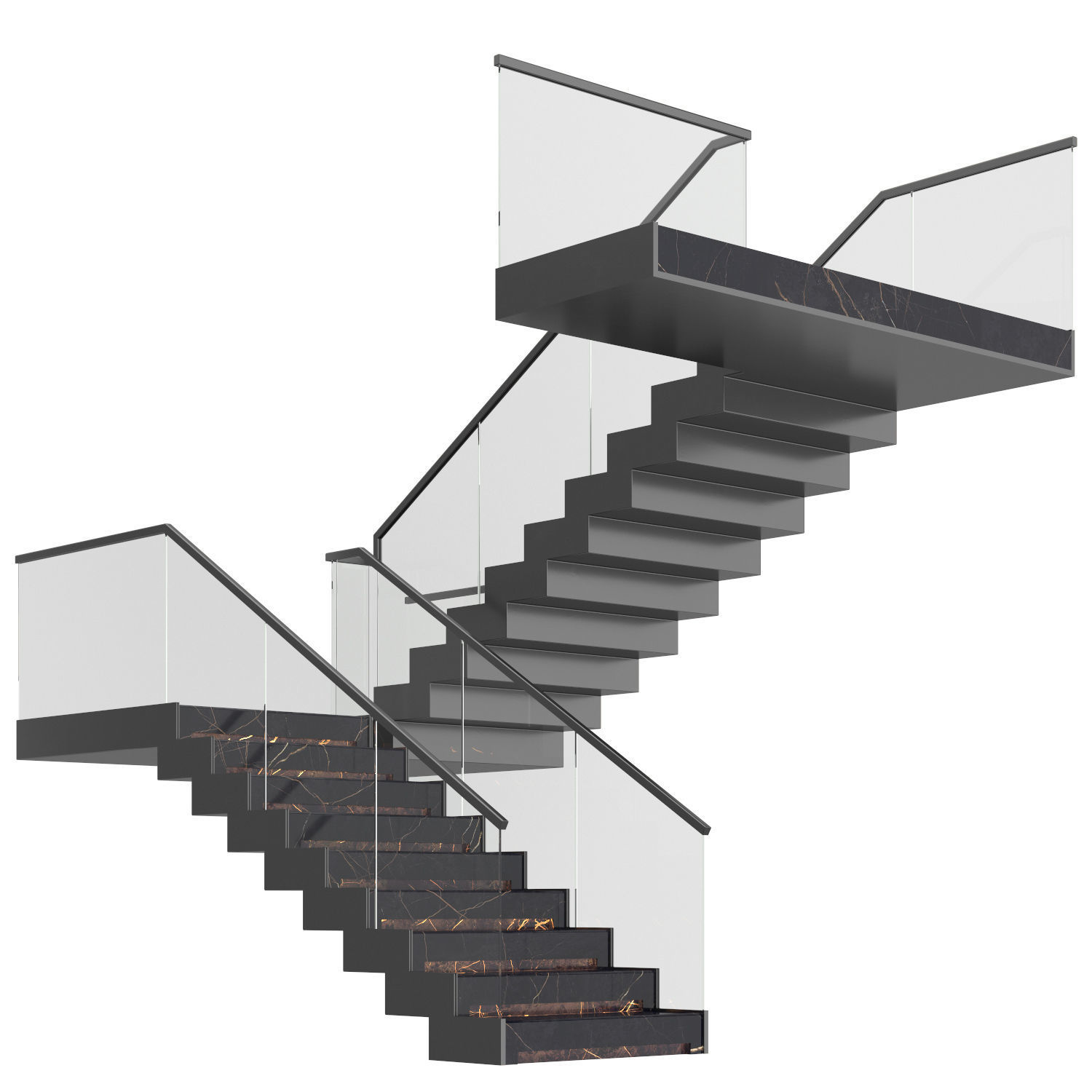 Modern luxury staircase 3D model_2