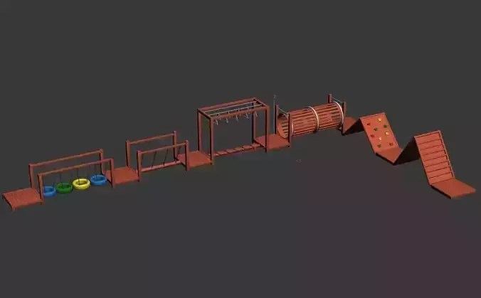 Children outdoor physical training wood playground equipment 