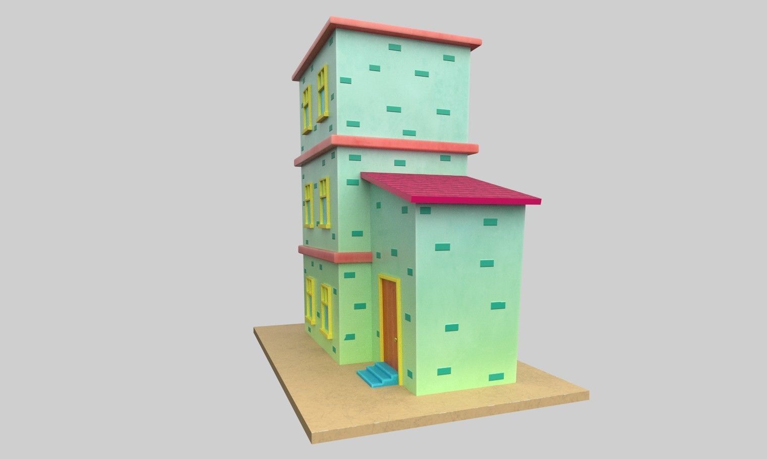 Cartoon Building Low Poly Game Ready Low-poly 3D model_3