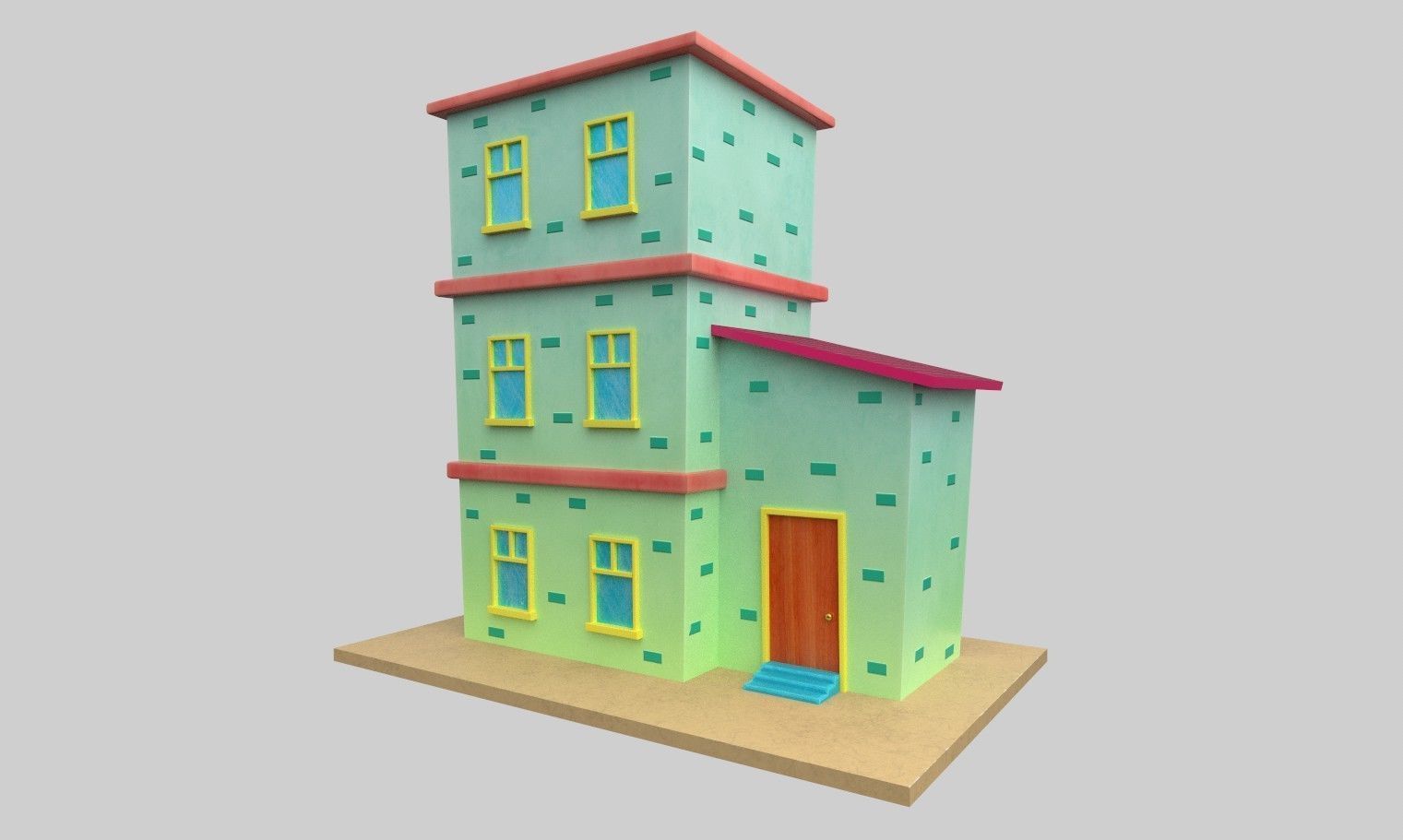 Cartoon Building Low Poly Game Ready Low-poly 3D model_2