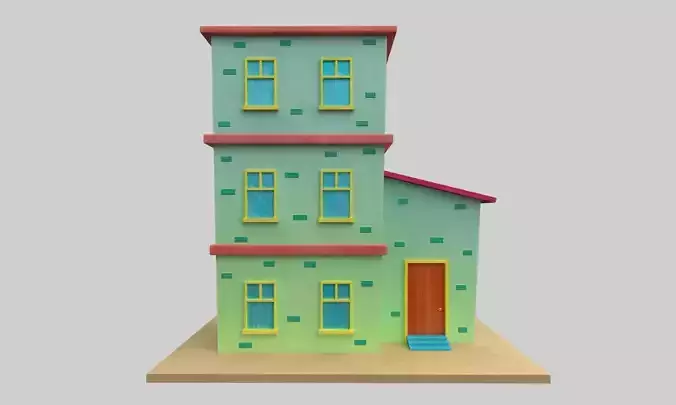 Cartoon Building Low Poly Game Ready Low-poly 3D model