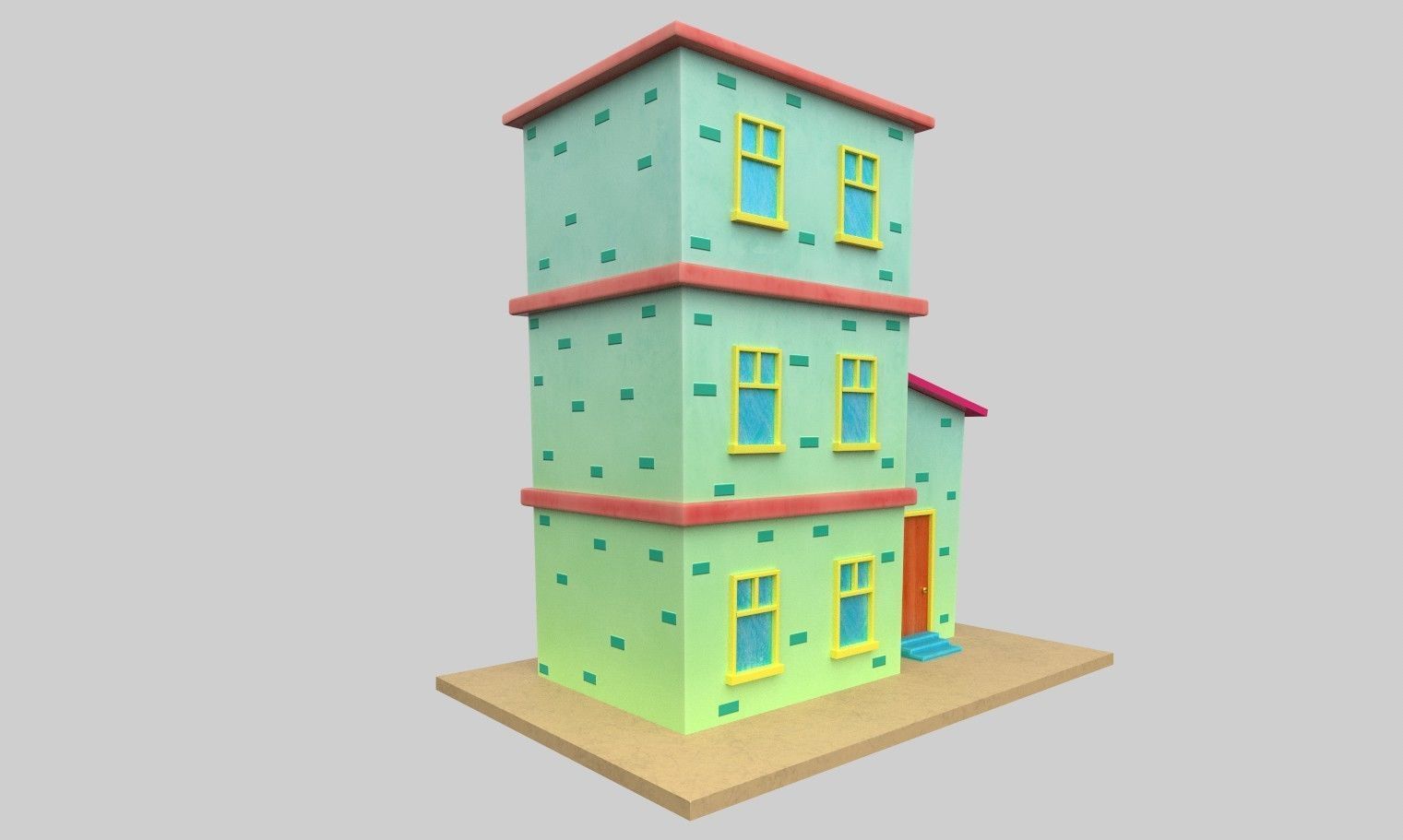 Cartoon Building Low Poly Game Ready Low-poly 3D model_8