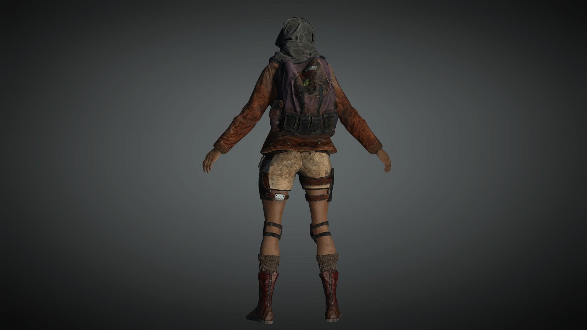 AAA Apocalypse Female Character 01 Low-poly 3D model_4