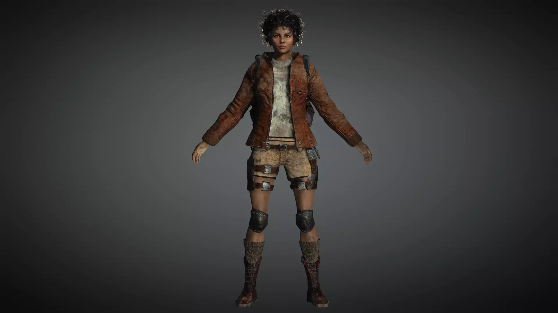 AAA Apocalypse Female Character 01 Low-poly 3D model_0