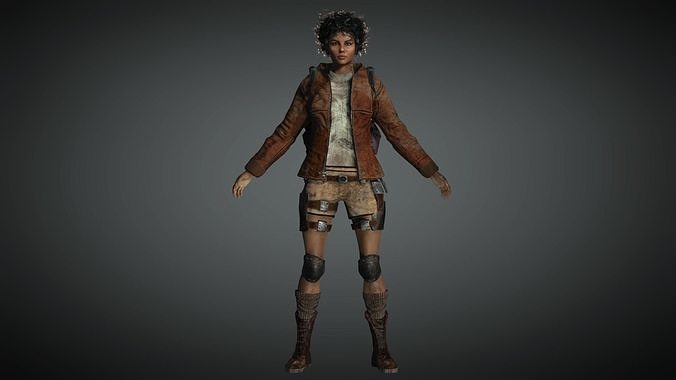 AAA Apocalypse Female Character 01 Low-poly 3D model