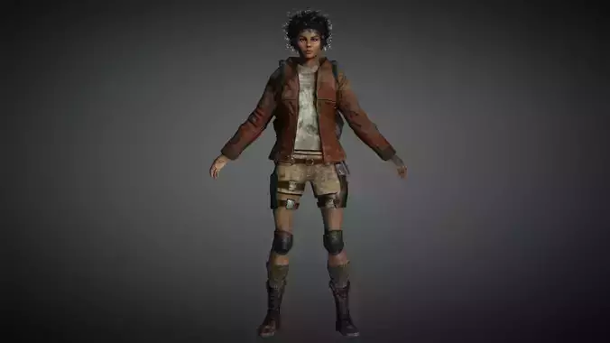 AAA Apocalypse Female Character 01 Low-poly 3D model