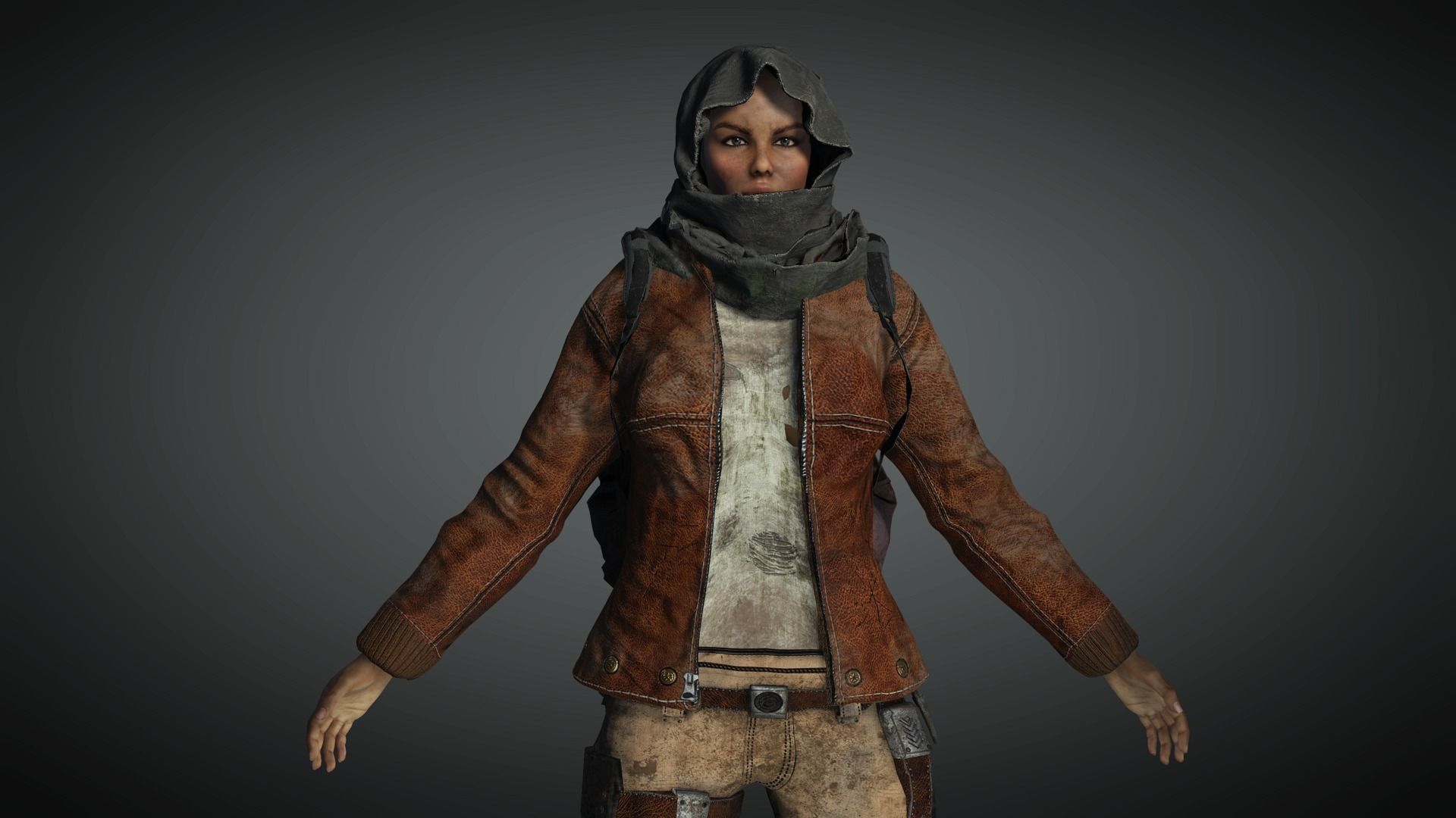 AAA Apocalypse Female Character 01 Low-poly 3D model_8