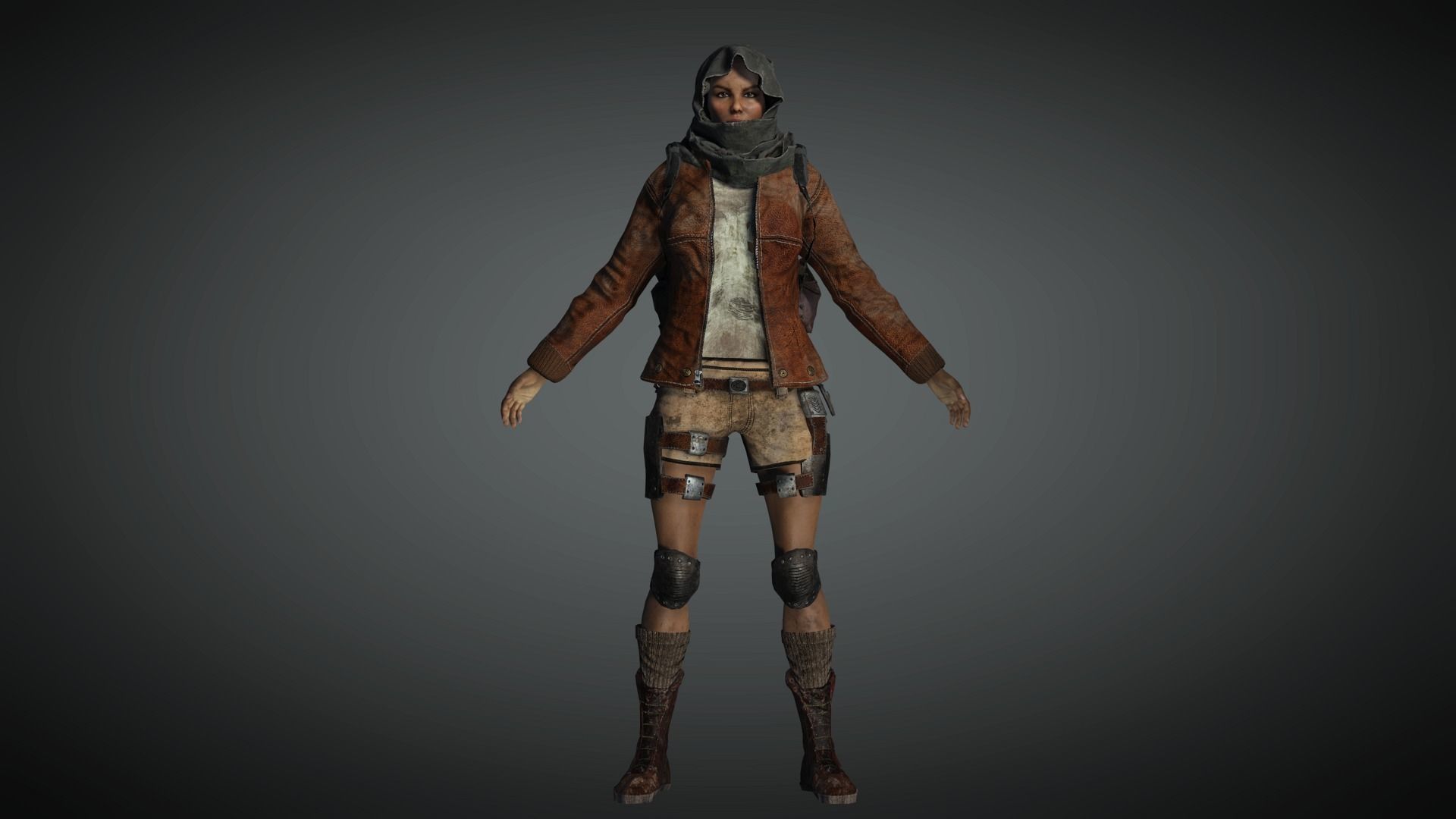 AAA Apocalypse Female Character 01 Low-poly 3D model_1