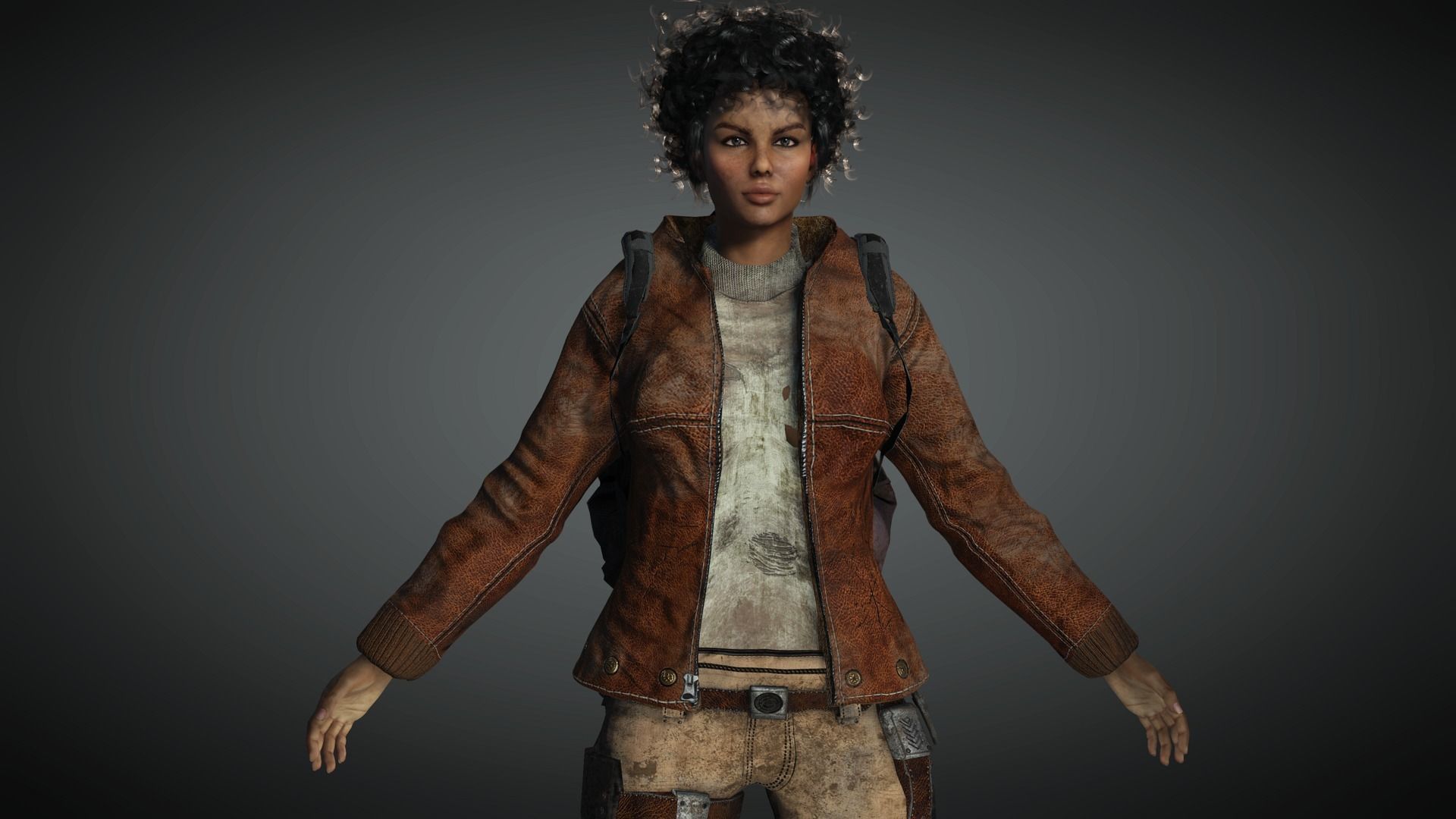 AAA Apocalypse Female Character 01 Low-poly 3D model_9