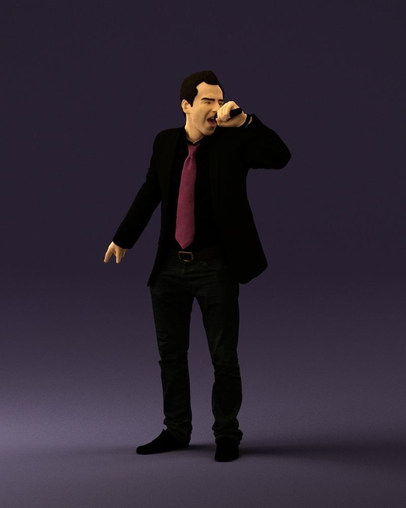 Man singing in microphone 0624 3D Print Ready 3D print model_3