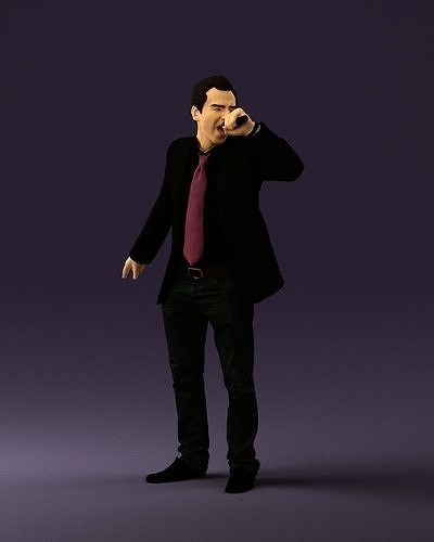 Man singing in microphone 0624 3D Print Ready 3D print model