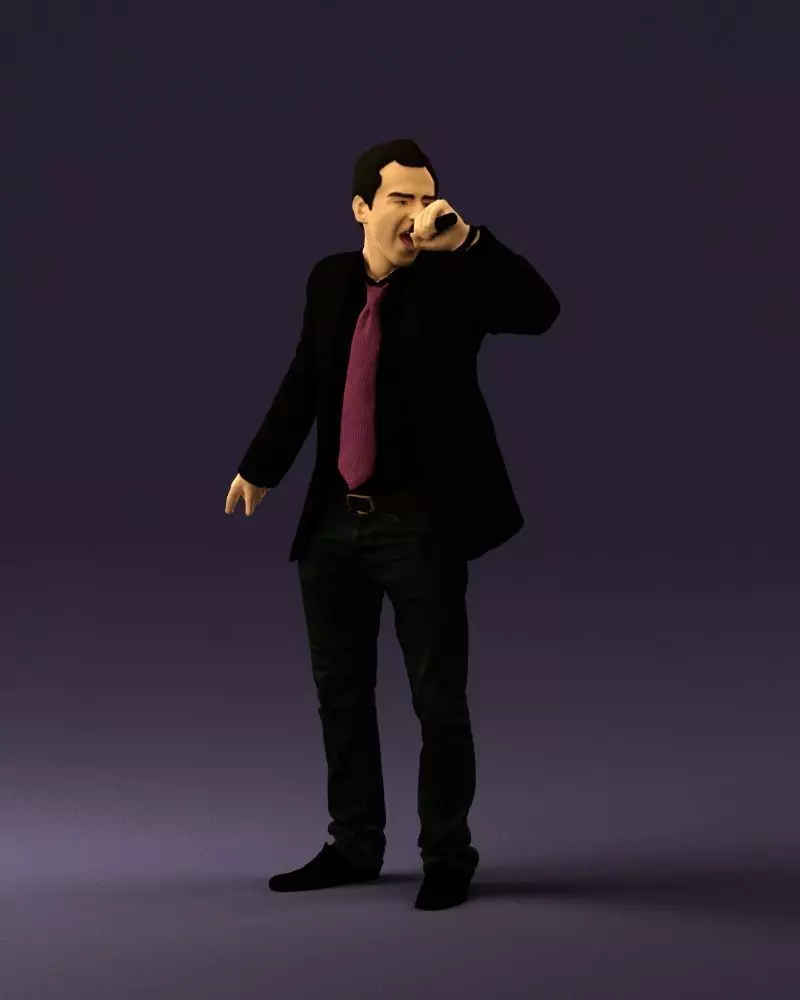 Man singing in microphone 0624 3D Print Ready 3D print model_0