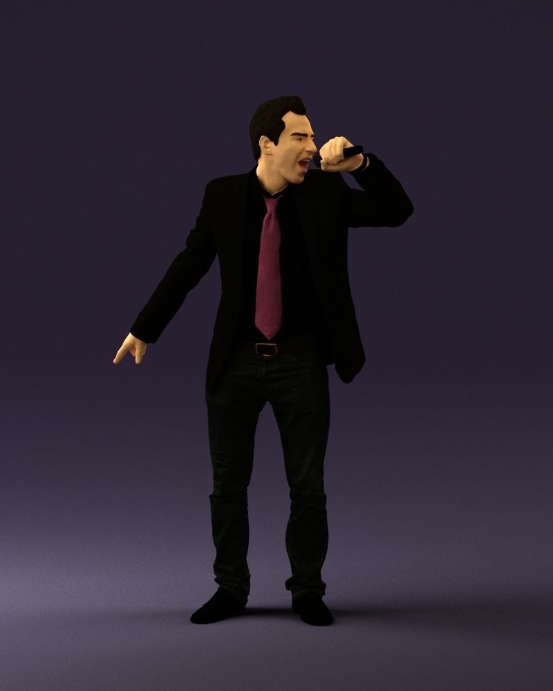 Man singing in microphone 0624 3D Print Ready 3D print model_6