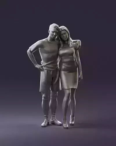 Soccerplayer with girl in black Dress 0922 3D Print Ready