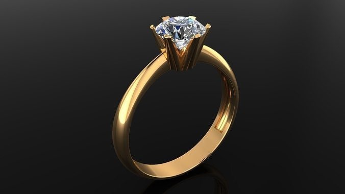 Women Ring 90 Stylish Diamond Solitaire Engagement lady ring 3D print model