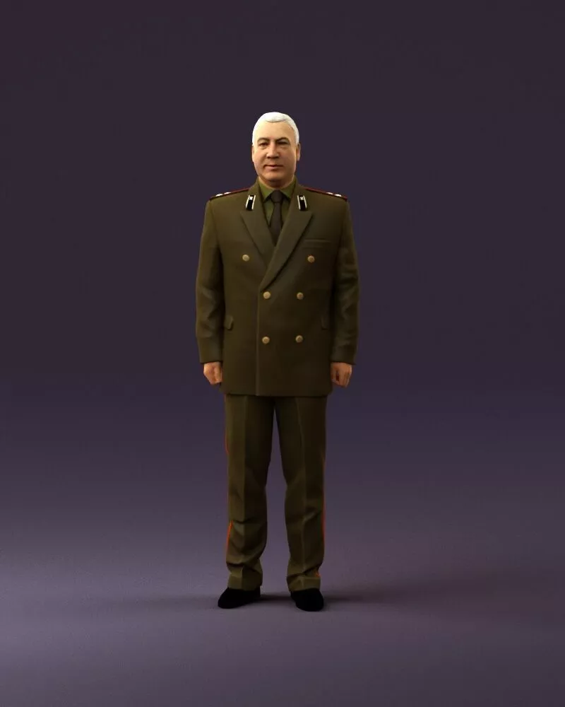 oldy man in general armysuit 1111 3D model