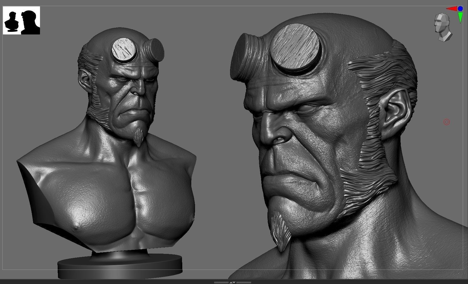 Hellboy Bust 3D print model_7