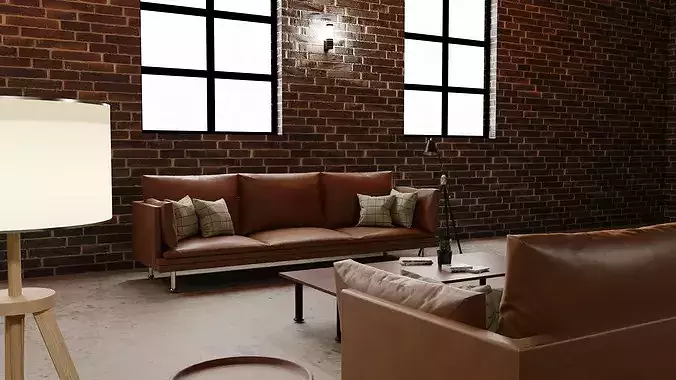 industrial living room 3D model 4