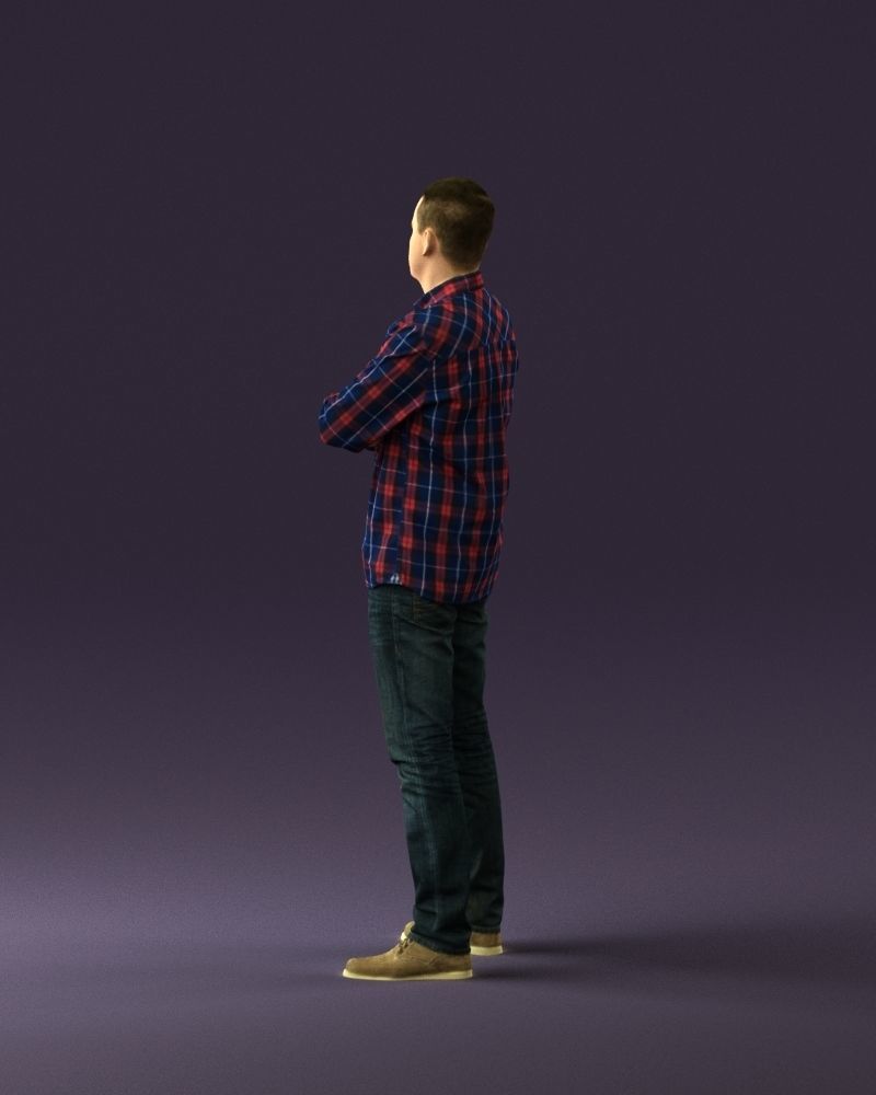 Man in blue red tshirt close Pose 0866 3D Print Ready 3D print model_19