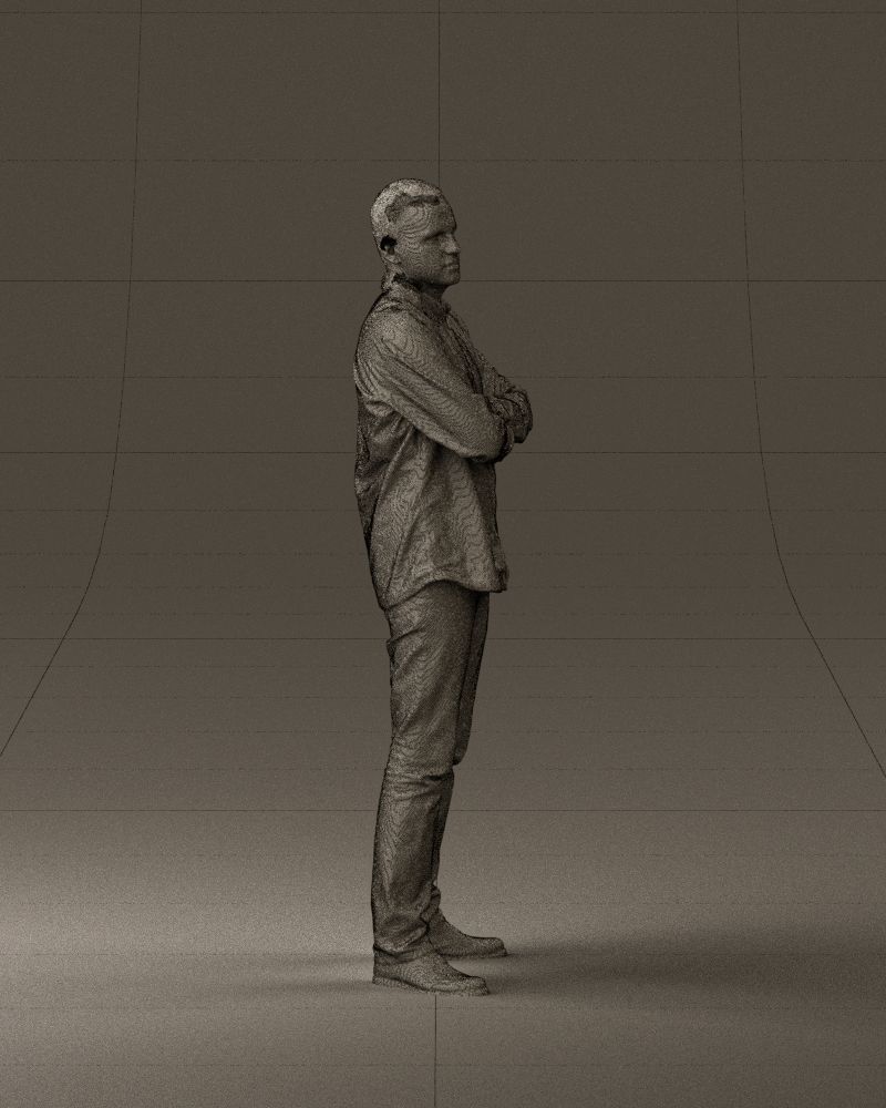 Man in blue red tshirt close Pose 0866 3D Print Ready 3D print model_27