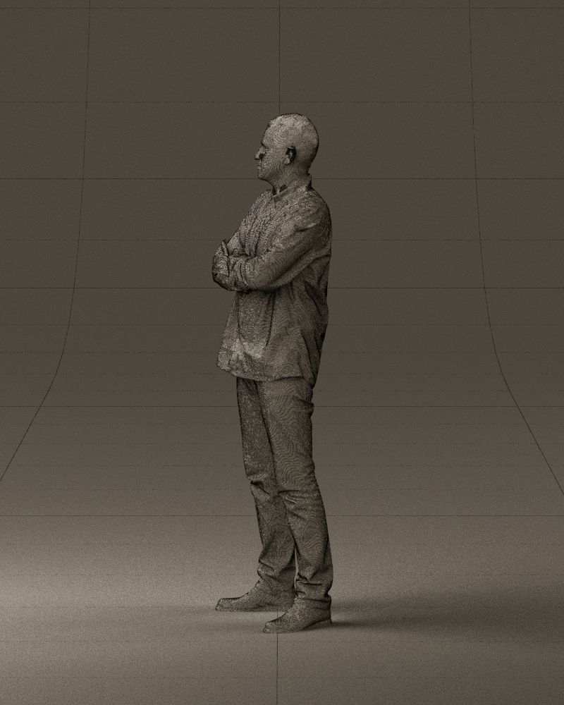 Man in blue red tshirt close Pose 0866 3D Print Ready 3D print model_32