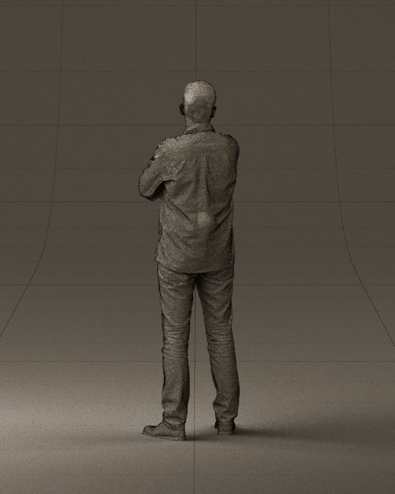 Man in blue red tshirt close Pose 0866 3D Print Ready 3D print model_30