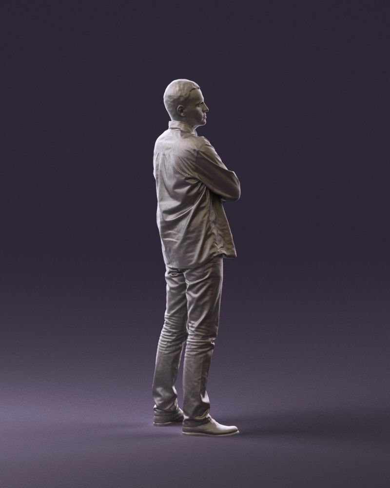 Man in blue red tshirt close Pose 0866 3D Print Ready 3D print model_4