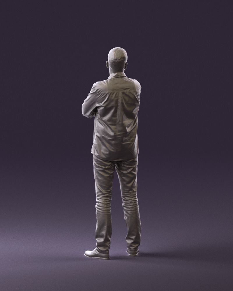 Man in blue red tshirt close Pose 0866 3D Print Ready 3D print model_6