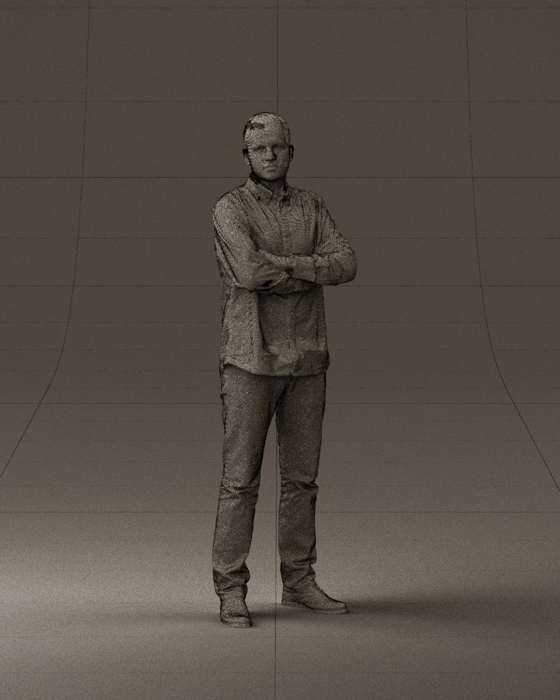 Man in blue red tshirt close Pose 0866 3D Print Ready 3D print model_25