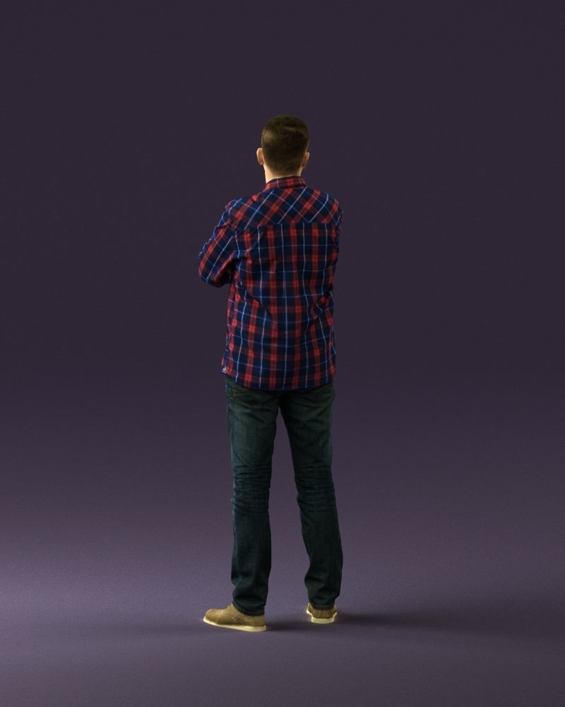 Man in blue red tshirt close Pose 0866 3D Print Ready 3D print model_18