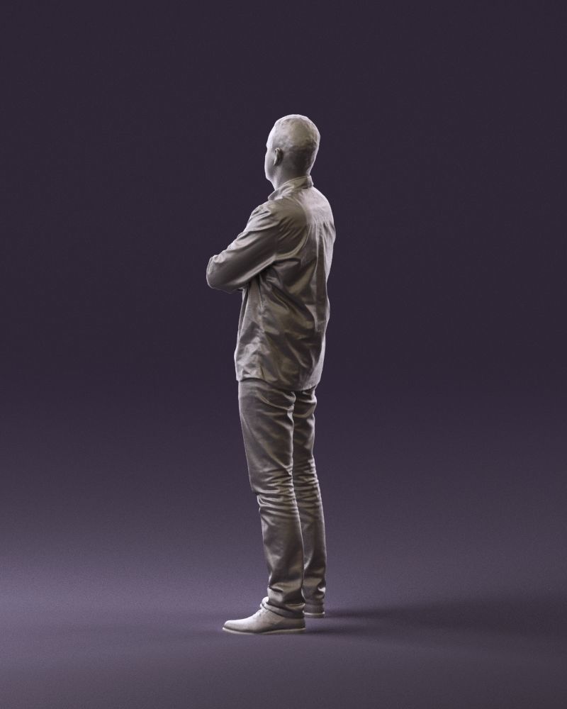 Man in blue red tshirt close Pose 0866 3D Print Ready 3D print model_7