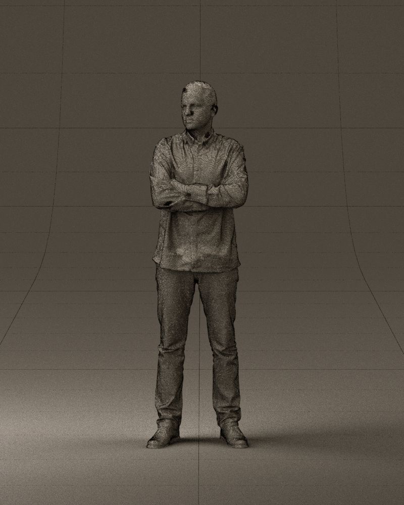 Man in blue red tshirt close Pose 0866 3D Print Ready 3D print model_34