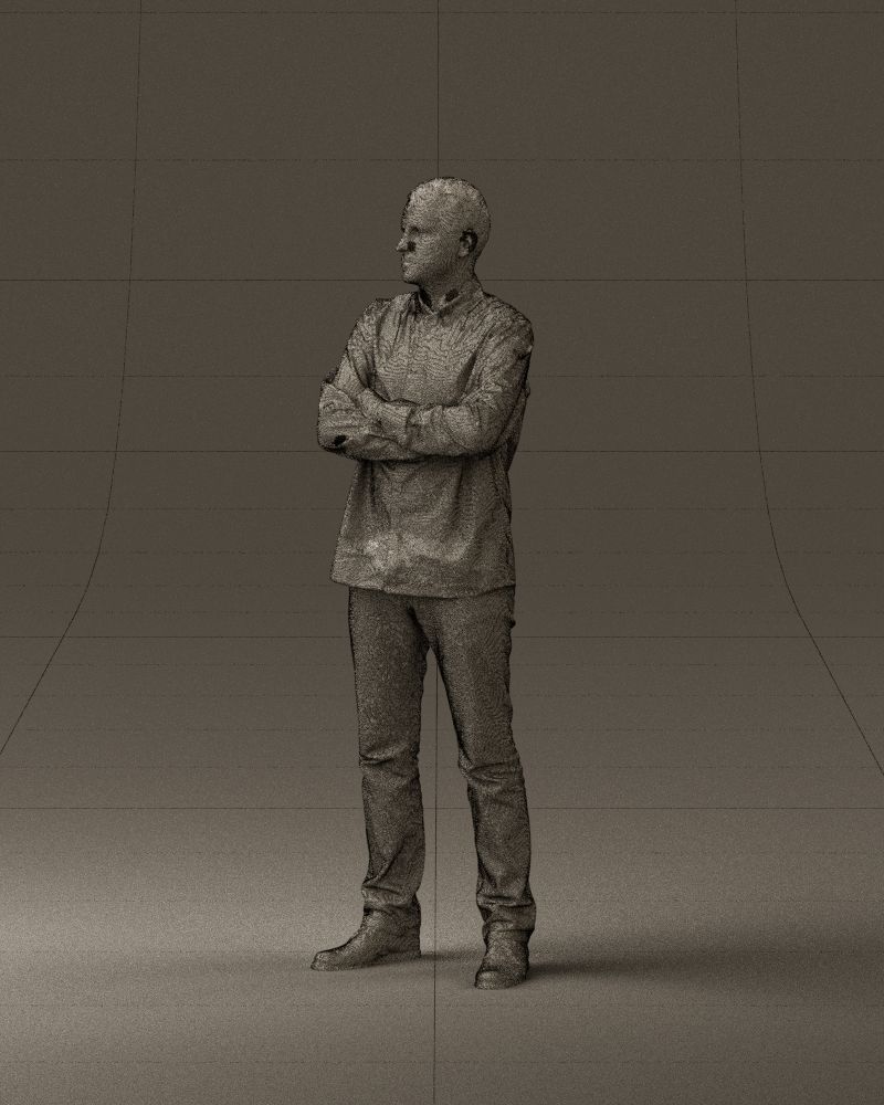 Man in blue red tshirt close Pose 0866 3D Print Ready 3D print model_33