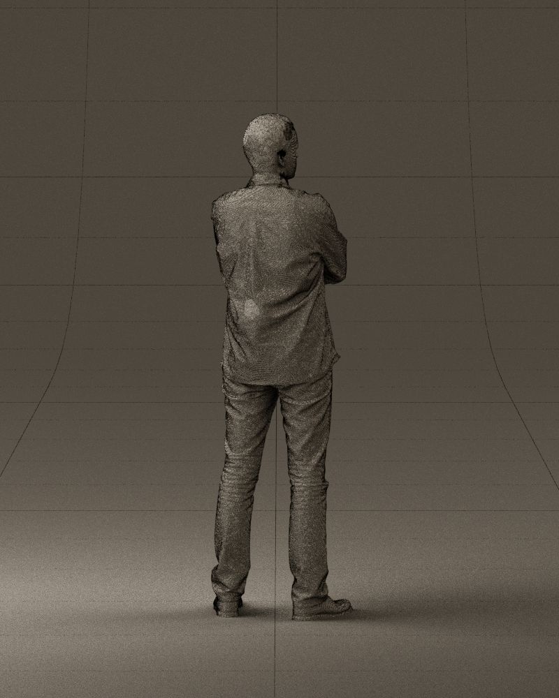 Man in blue red tshirt close Pose 0866 3D Print Ready 3D print model_29