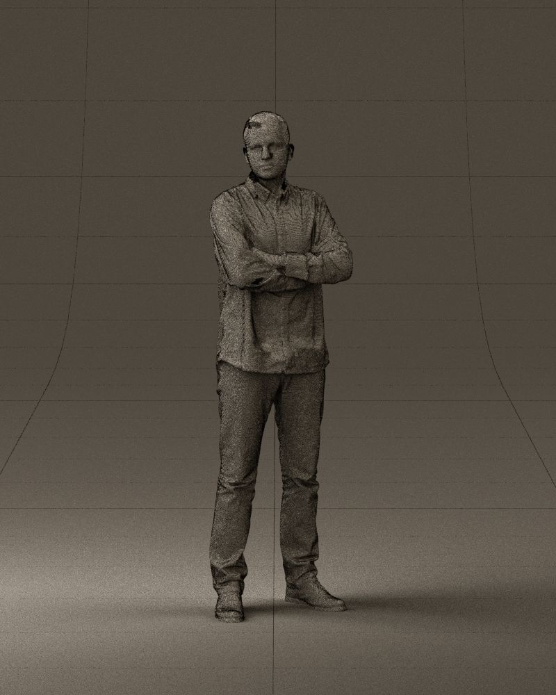 Man in blue red tshirt close Pose 0866 3D Print Ready 3D print model_24