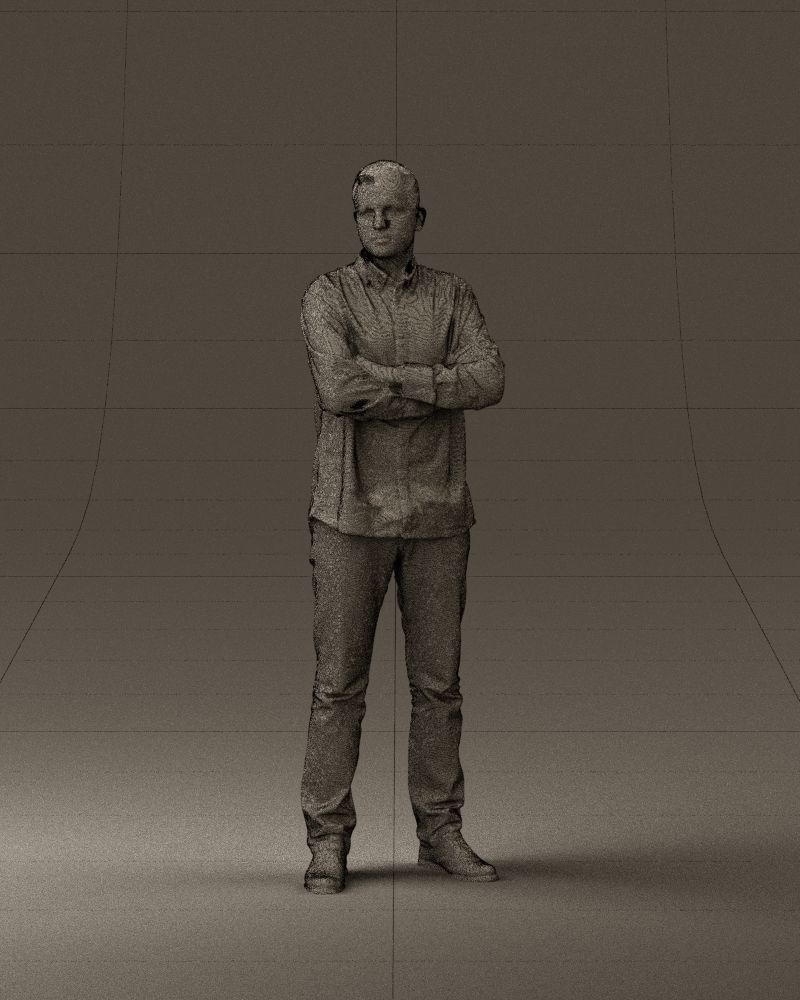 Man in blue red tshirt close Pose 0866 3D Print Ready 3D print model_35