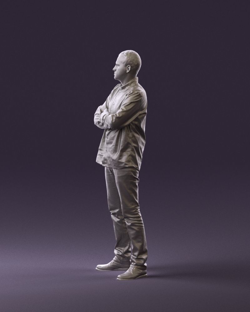 Man in blue red tshirt close Pose 0866 3D Print Ready 3D print model_8