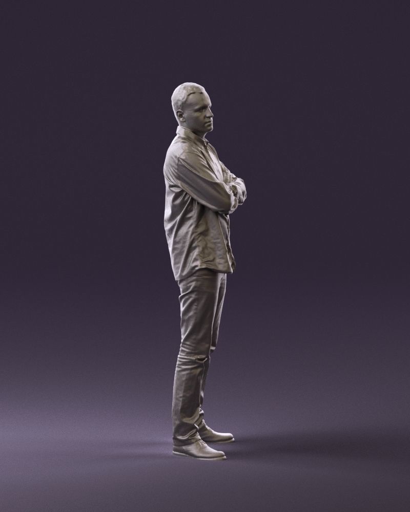 Man in blue red tshirt close Pose 0866 3D Print Ready 3D print model_3