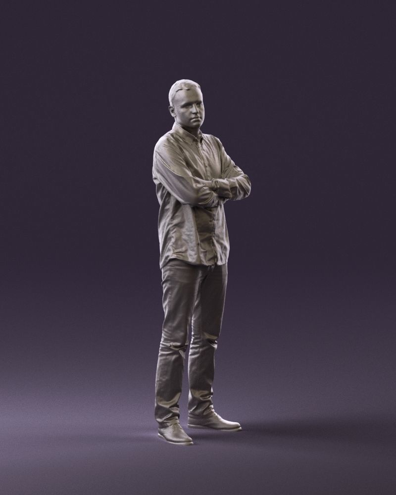 Man in blue red tshirt close Pose 0866 3D Print Ready 3D print model_2