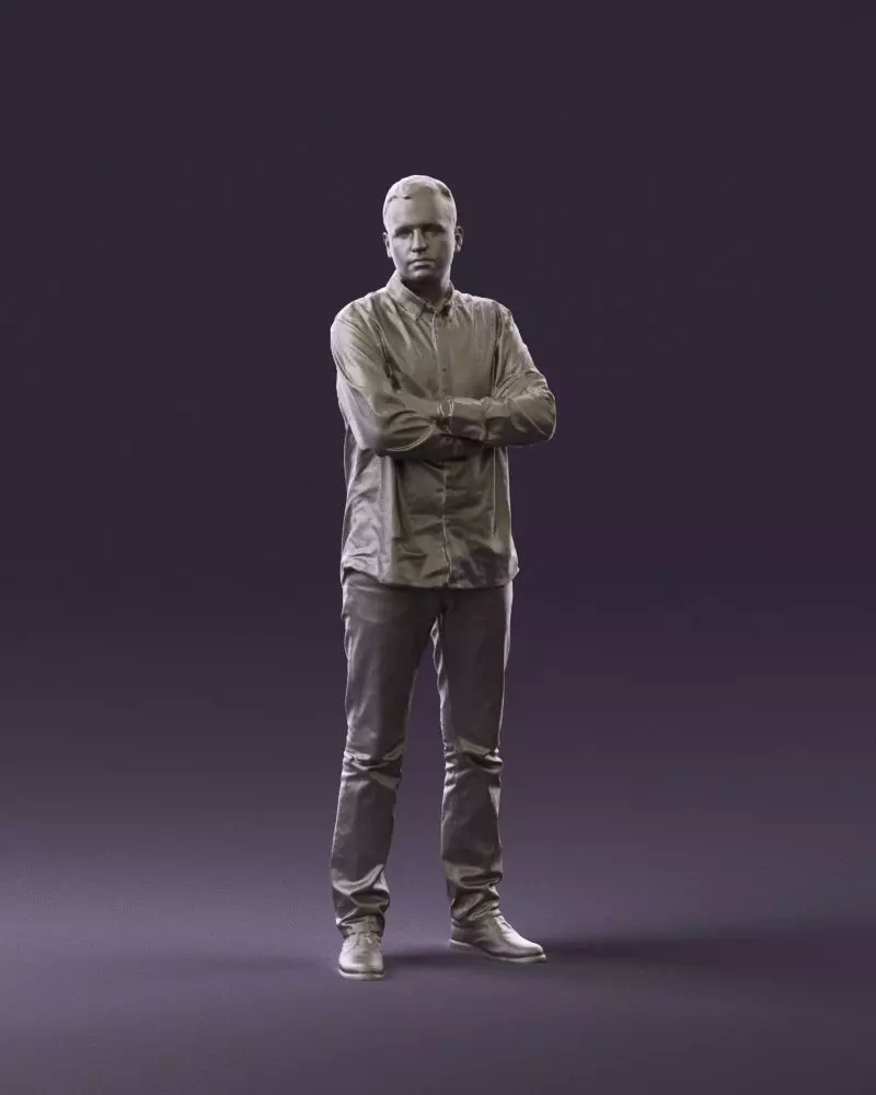 Man in blue red tshirt close Pose 0866 3D Print Ready 3D print model_0